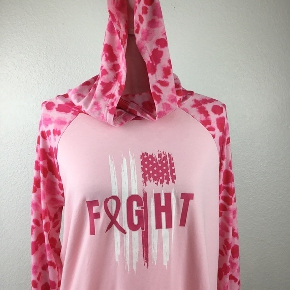 LULAROE NWT Fight Pink Hooded Pullover Long Sleeve Top Size Medium - Picture 8 of 8